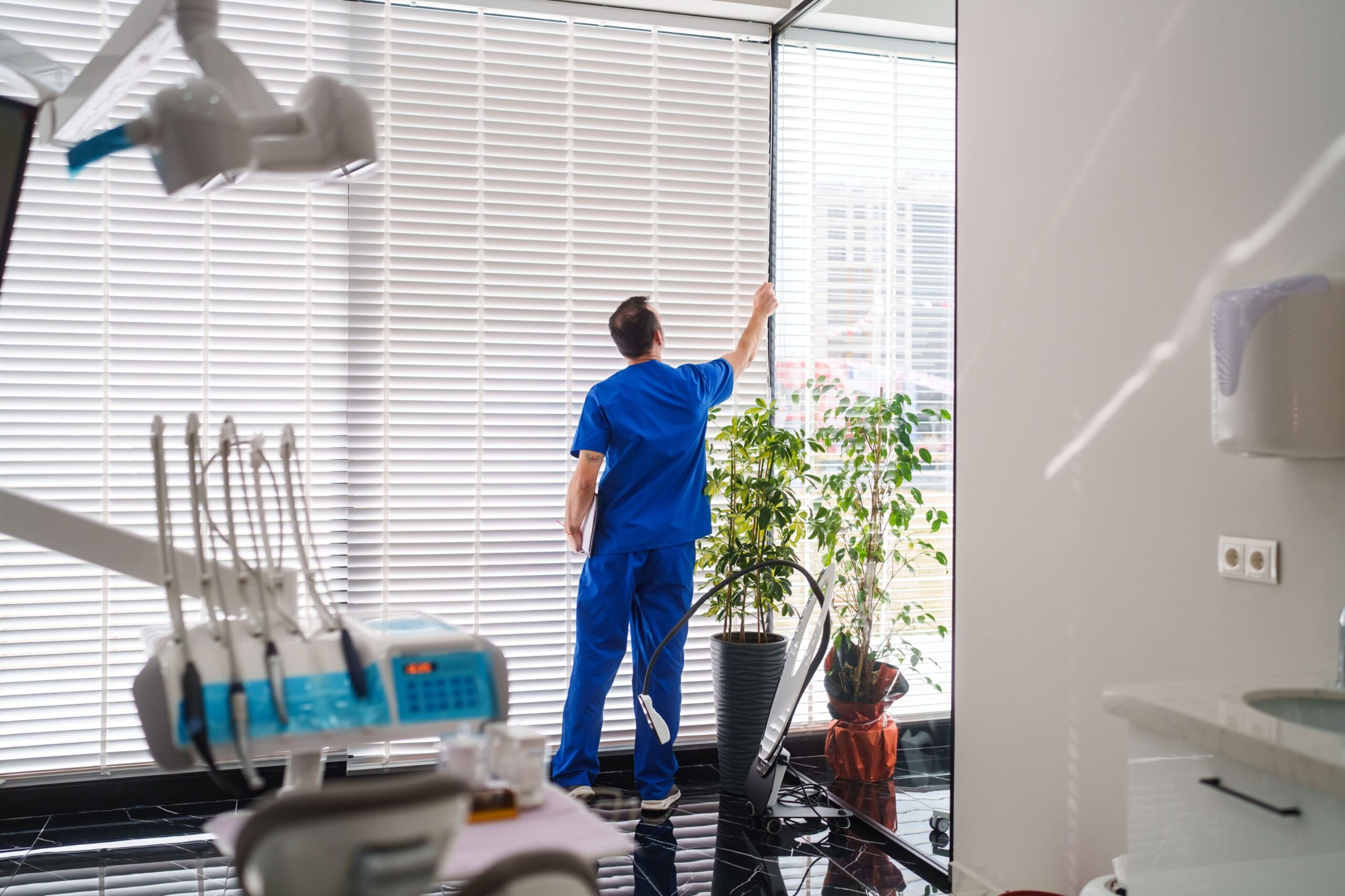 doctor setting up office